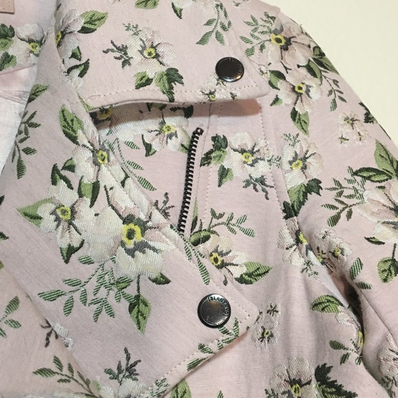 Light Pink Floral Knit Moto Style Jacket S - Picture 5 of 8